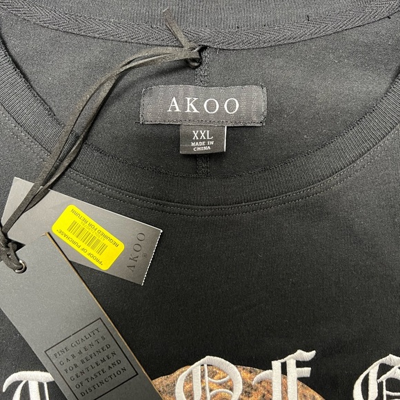 AKOO Men's Graphic T-Shirt Black Leopard Embroidered City Of God Crew Size: XXL - Picture 5 of 12